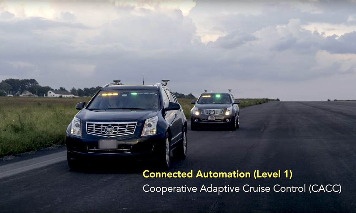 Torc and Federal Highway automated vehicles driving on the road.