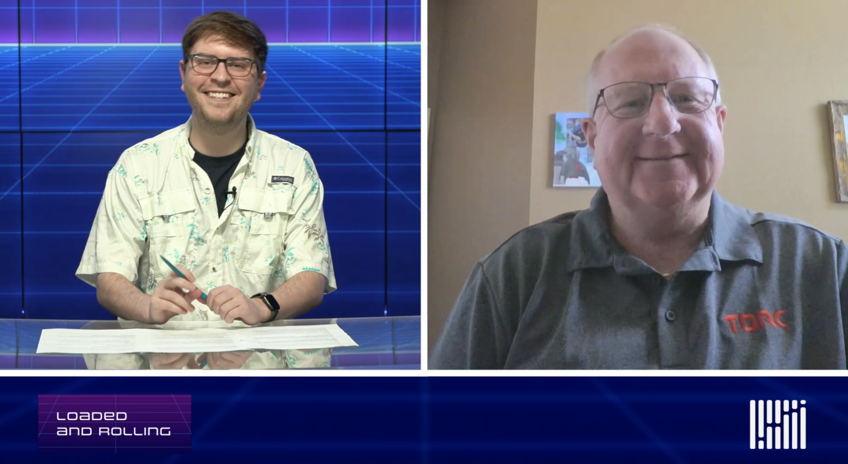 Torc's Frank Mabry and Loaded and Rolling host Thomas Wasson on a split screen, talking about autonomous hype