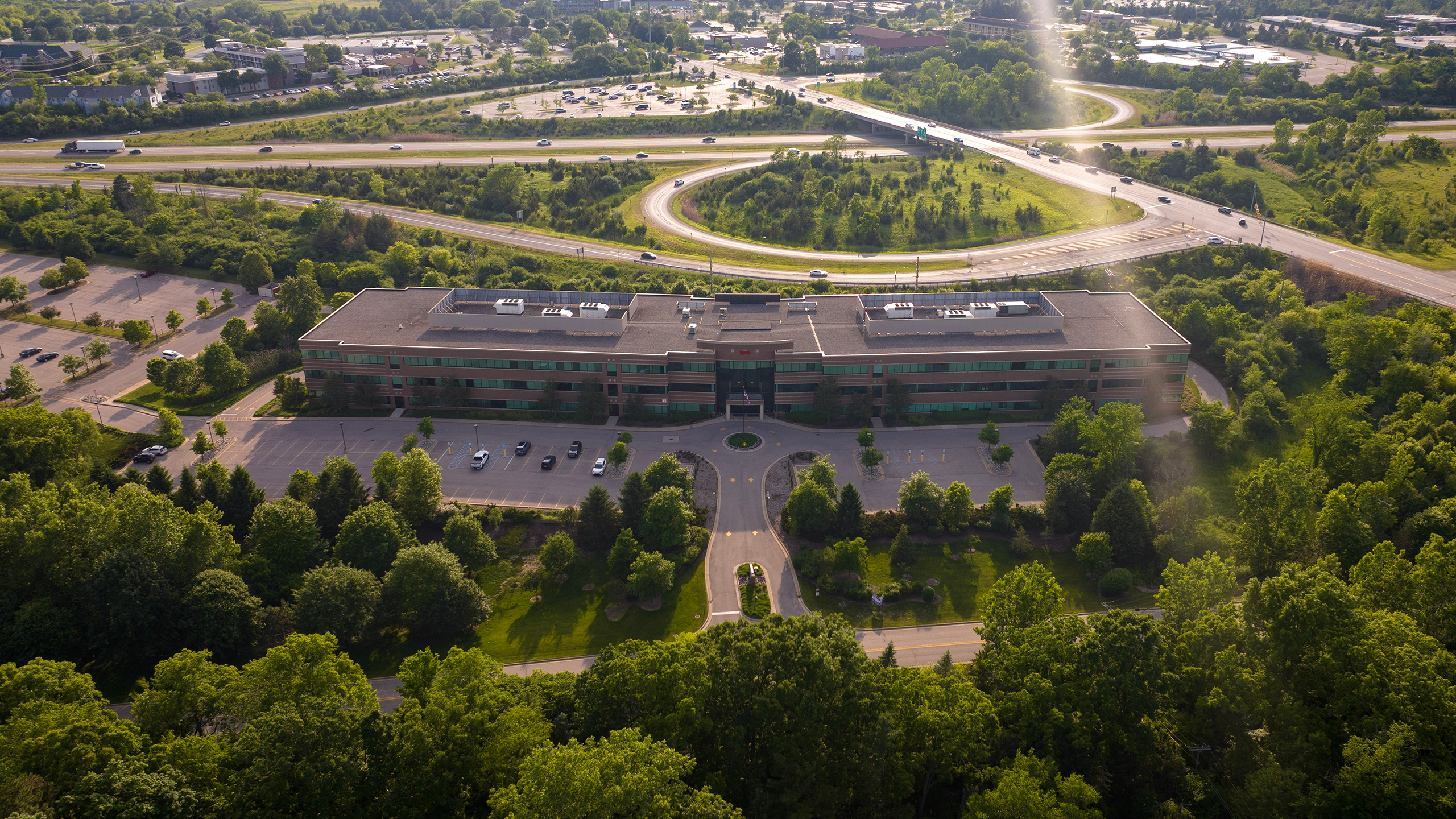 ann-arbor-centered-torc-location-june-2025 Sunny drone shot of the Torc Ann Arbor office location